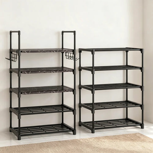 10 Tier Shoe Rack Narrow Shoe Shelf Tall Metal Shoe Storage Organizer for Entryway Closet, Freestanding Boot Rack with Hooks, Holds 20-24 Pairs, Includes Wooden Mallet and Non Slip Gloves
