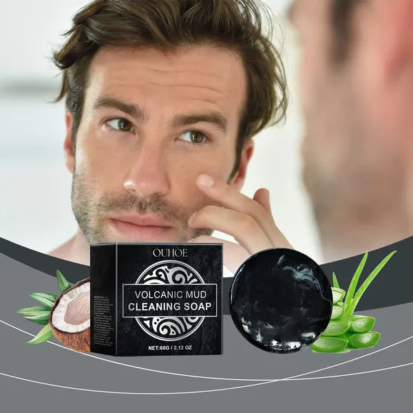 OUHOE Volcanic Mud Facial Cleansing Bar, 60 g