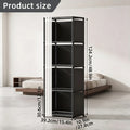 5 Tier Storage Cabinet Closet with Curtain, Silver Metal Pipe Shelf Rack with Black Fabric Panels and PEVA Curtain, Freestanding Storage Organizer for Bedroom, Closet, Living Room