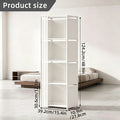 5 Tier Storage Cabinet Closet with Curtain, Silver Metal Pipe Shelf Rack with White Fabric Panels and PEVA Curtain, Freestanding Storage Organizer for Bedroom, Closet, Living Room