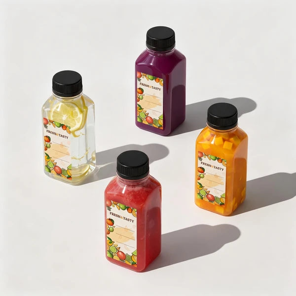 56pcs 8 Ounce Clear PET Plastic Bottles with Tamper-Evident Caps, Food Grade Reusable Drink Storage Containers for Juicing, Smoothies, Iced Tea, Milk and Daily Beverages