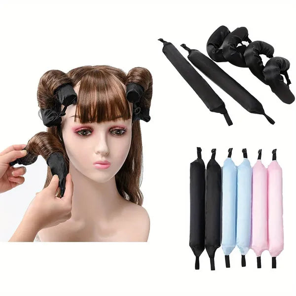 12PCS Lazy Hair Curler Set with Button Foam Rollers Big Wavy Curling Tube Foam Hair Curling Tool