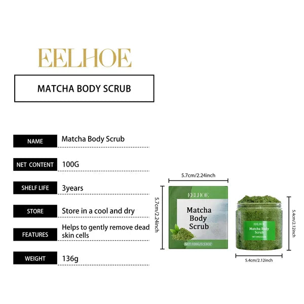 EELHOE Green Tea Sea Salt Body Scrub, 100 g