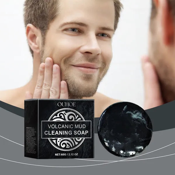 OUHOE Volcanic Mud Facial Cleansing Bar, 60 g