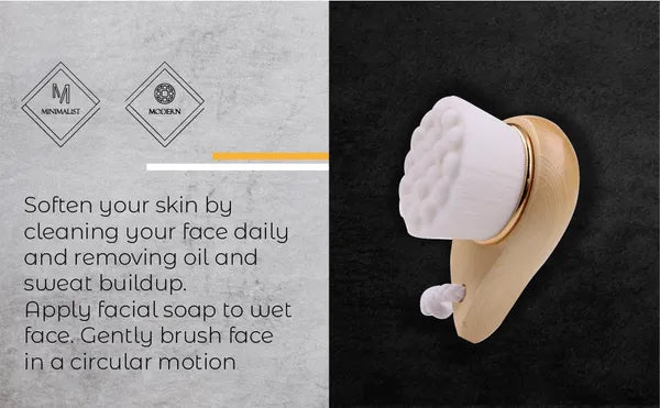 Facial Cleansing Brush with Eco Friendly Bamboo Handle - Gentle Manual Exfoliating Face Scrubber for Deep Pore Cleaning, Blackhead Removal and Sensitive Skin Care