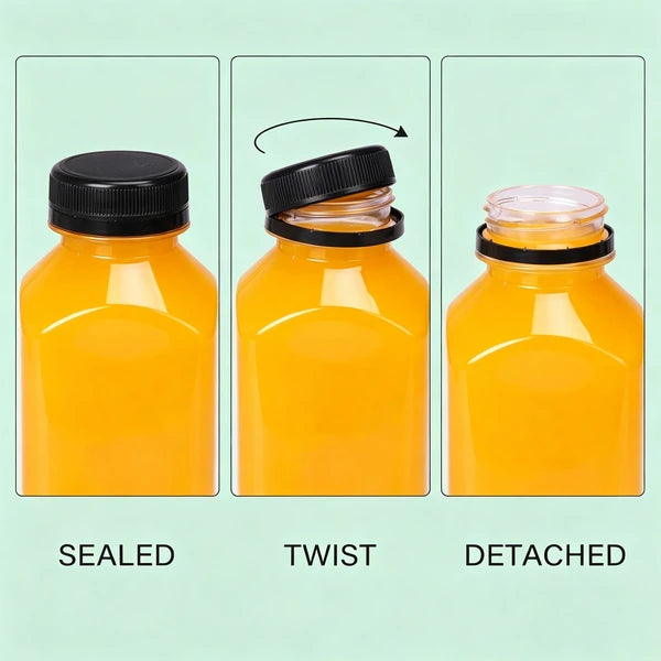 Pack of 36 Empty Plastic Milk Bottles, 16oz disposable Drink Containers with Caps for Juices, Smoothies and Beverages, Clear Bulk Food Grade Shaker Cups