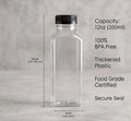 Pack of 45 Clear Beverage Containers with Lids, 12 oz Empty Plastic Smoothie Bottles for Juicing - Includes DIY Labels, Funnel and Cleaning Brush for Milk, Tea