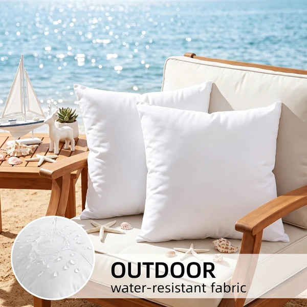 Pillow Inserts 18x18 Inch Set of 4, White Square Throw Pillow Form, 3D 7D PP Cotton Filling 400g Each, 100% Virgin Filling, Water-Resistant Cover for Bedroom Courtyard Outdoor Indoor Sofa Couch