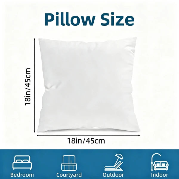 Pillow Inserts 18x18 Inch Set of 4, White Square Throw Pillow Form, 3D 7D PP Cotton Filling 400g Each, 100% Virgin Filling, Water-Resistant Cover for Bedroom Courtyard Outdoor Indoor Sofa Couch