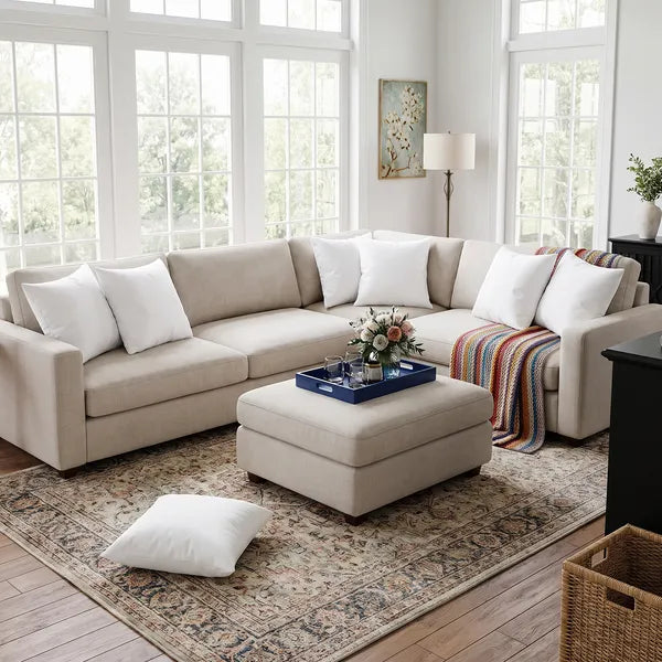 Pillow Inserts 18x18 Inch Set of 4, White Square Throw Pillow Form, 3D 7D PP Cotton Filling 400g Each, 100% Virgin Filling, Water-Resistant Cover for Bedroom Courtyard Outdoor Indoor Sofa Couch